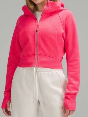 Lululemon Cropped Zip Scuba Hoodie in Lip Gloss Size 12